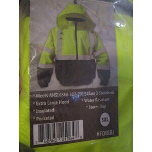 Forester Hi-Vis Yellow Insulated Bomber Jacket Hooded Winter Jacket Pocketed 5XL